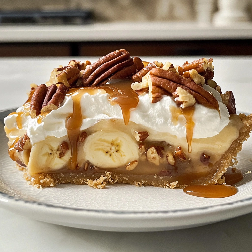 No-Bake Banana Caramel Pecan Pie