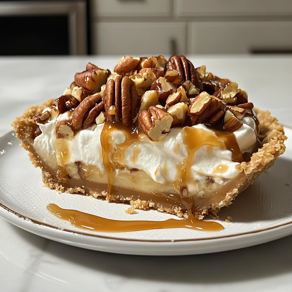 No-Bake Banana Caramel Pecan Pie