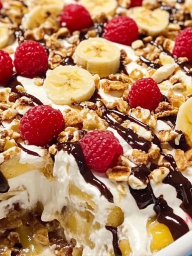 No-Bake Banana Split Lasagna