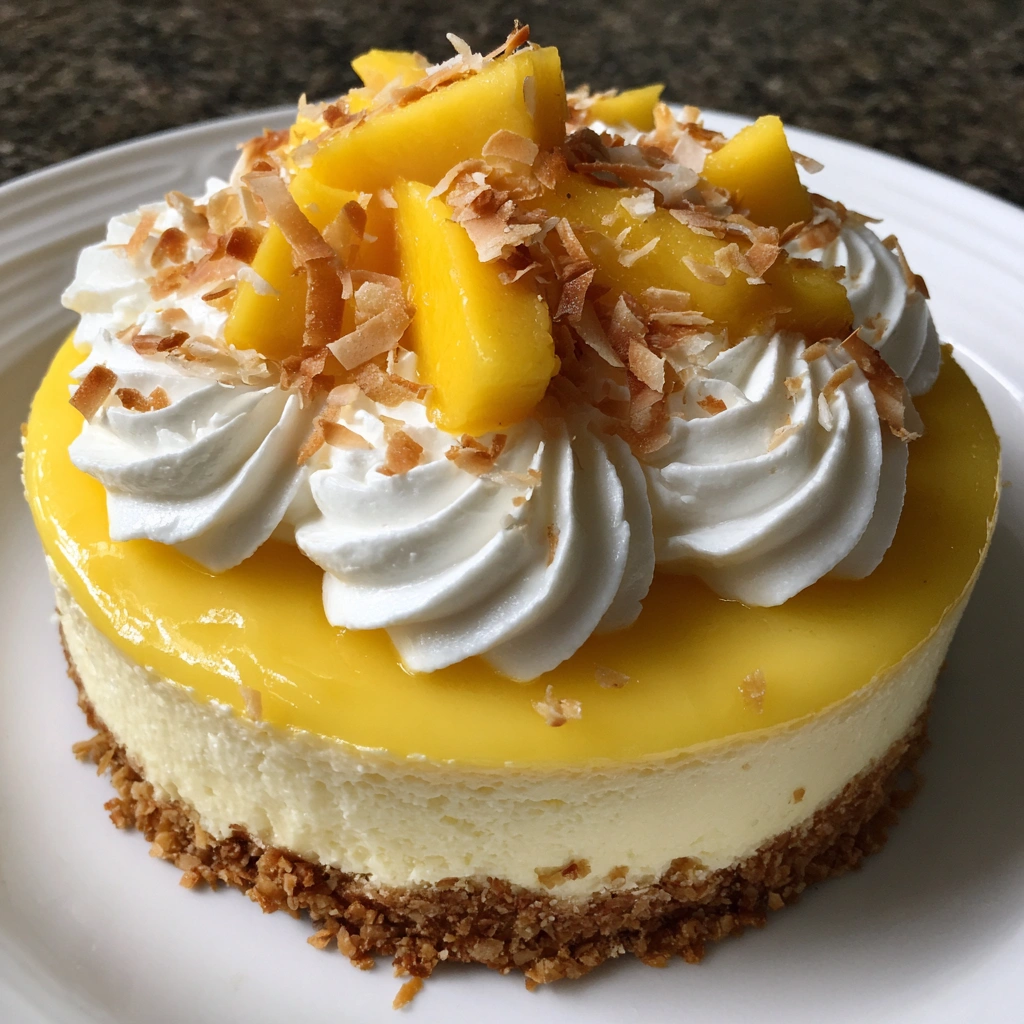 No-Bake Mango Coconut Cheesecake