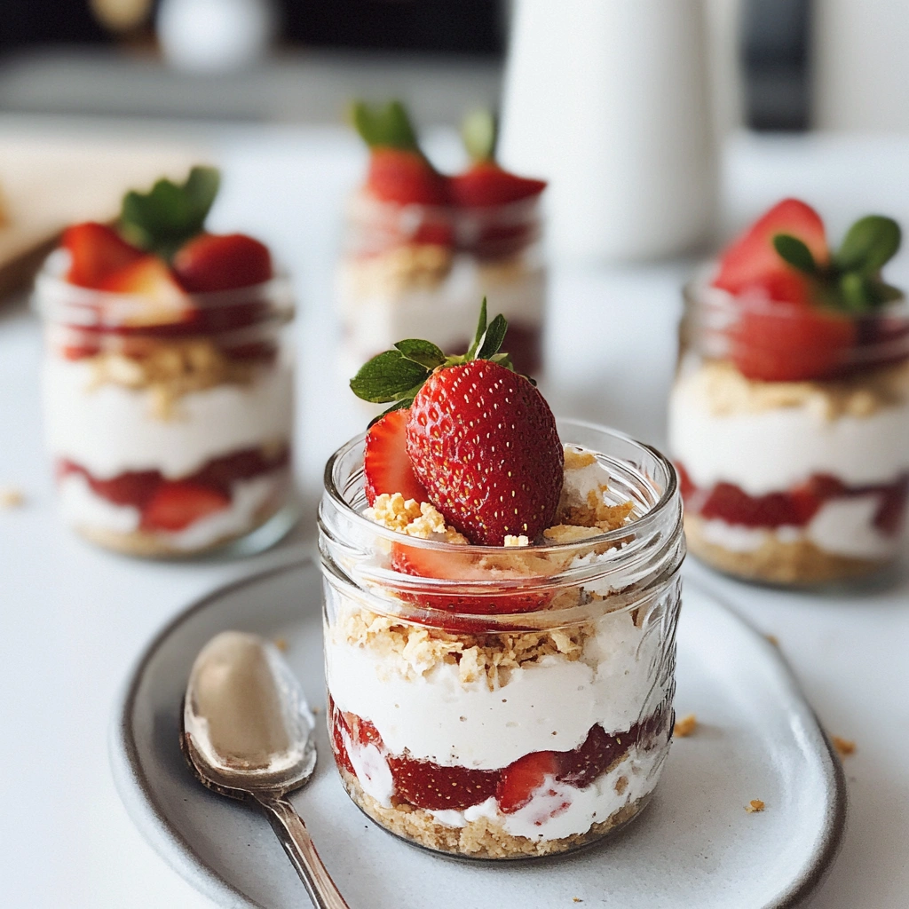 No-Bake Strawberry Cheesecake Jars
