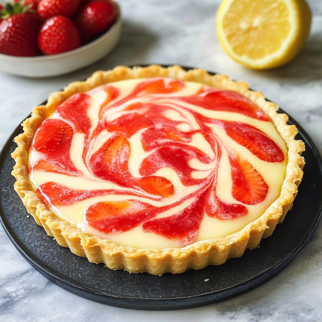 No-Bake Strawberry Lemon Swirl Tart