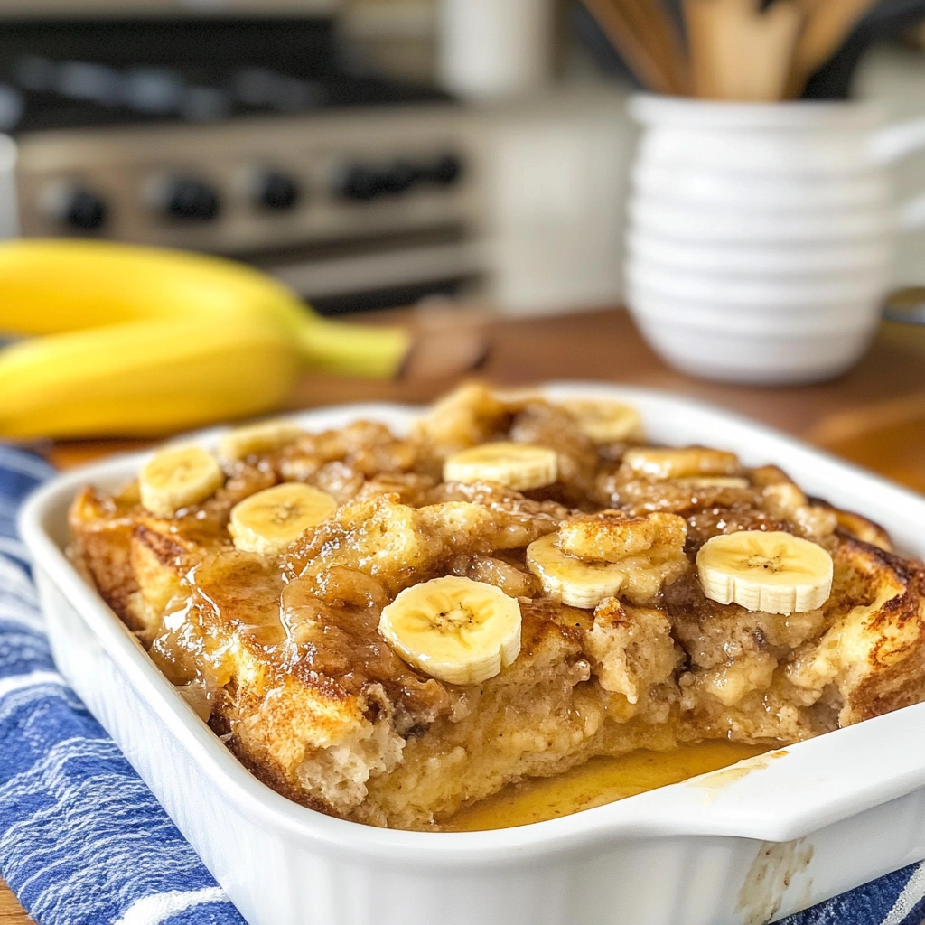Overnight Baked Banana French Toast Casserole
