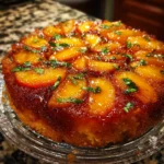 Peach Basil Upside-Down Cake