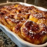 Peach Cobbler Cinnamon Roll Bake
