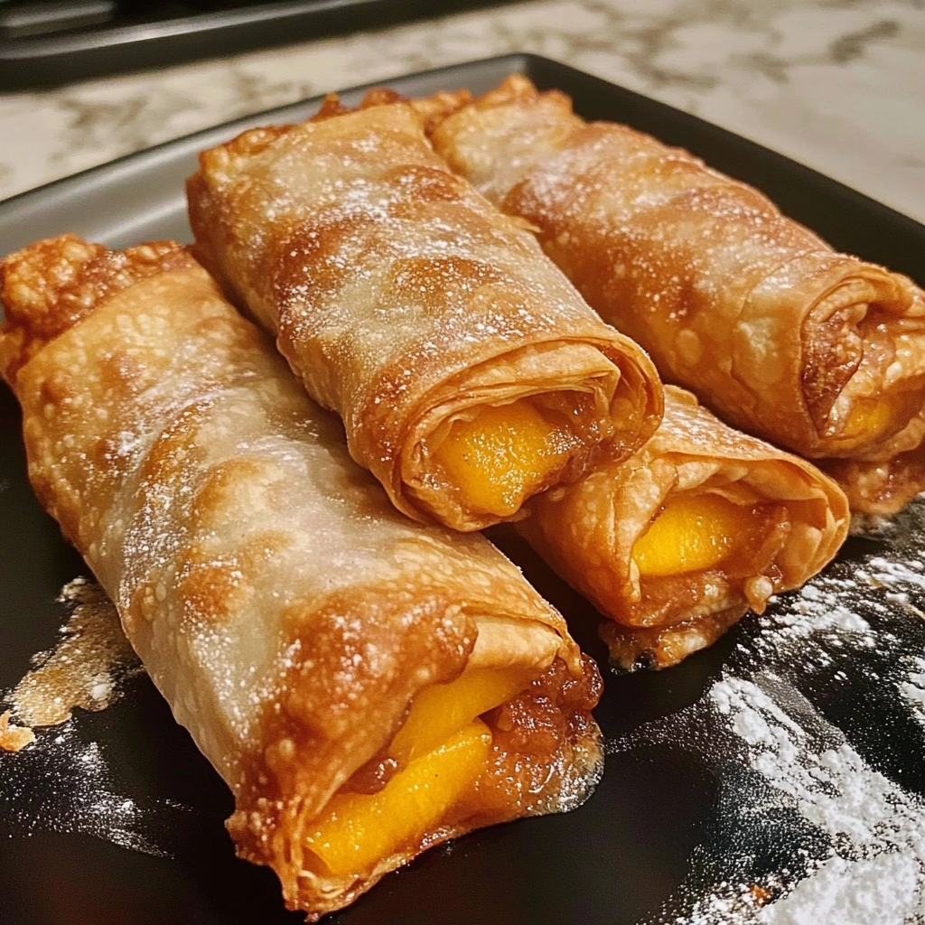 Peach Cobbler Egg Rolls