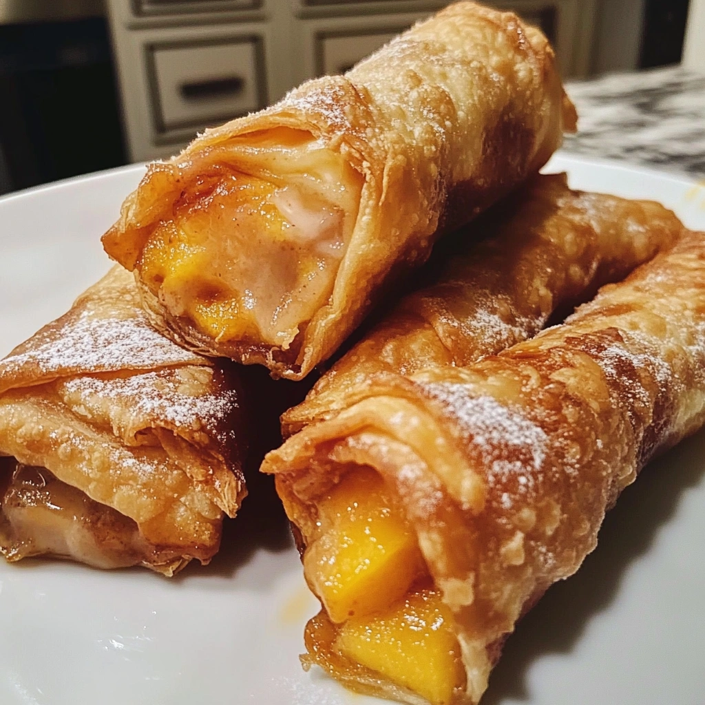 Peach Cobbler Egg Rolls