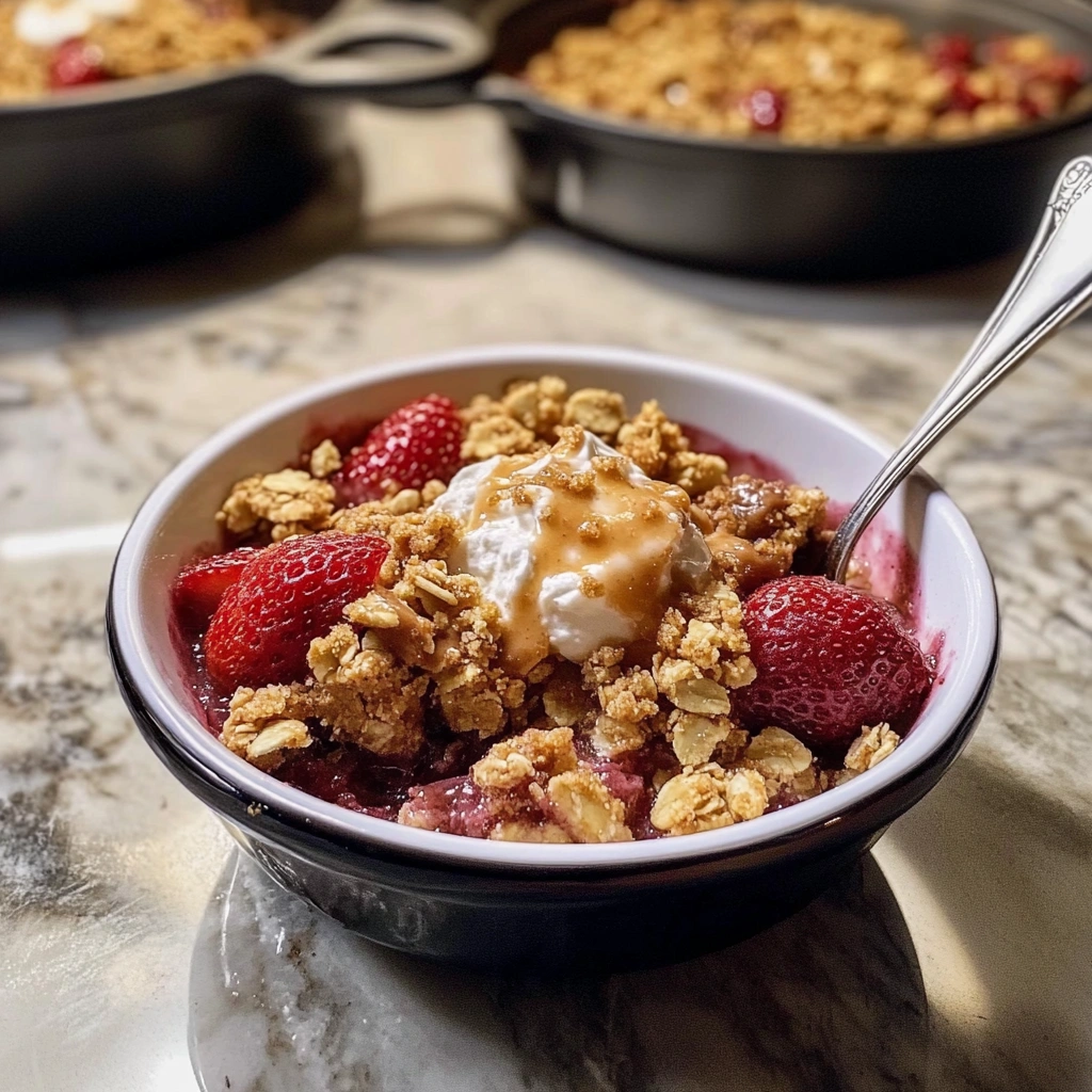 Peanut Butter And Strawberry Crisp