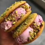 Raspberry Pistachio Ice Cream Sandwiches