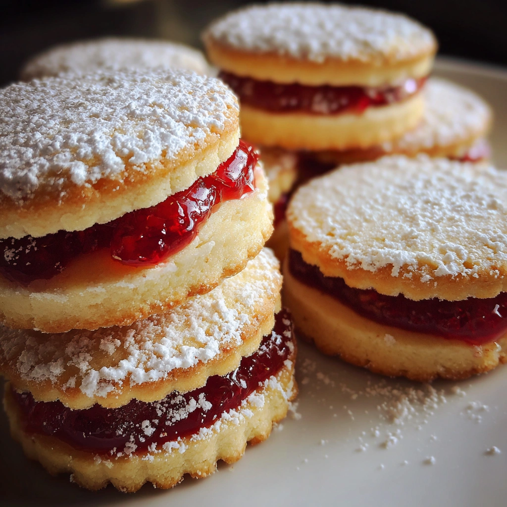 Raspberry Rosewater Shortbread Sandwiches