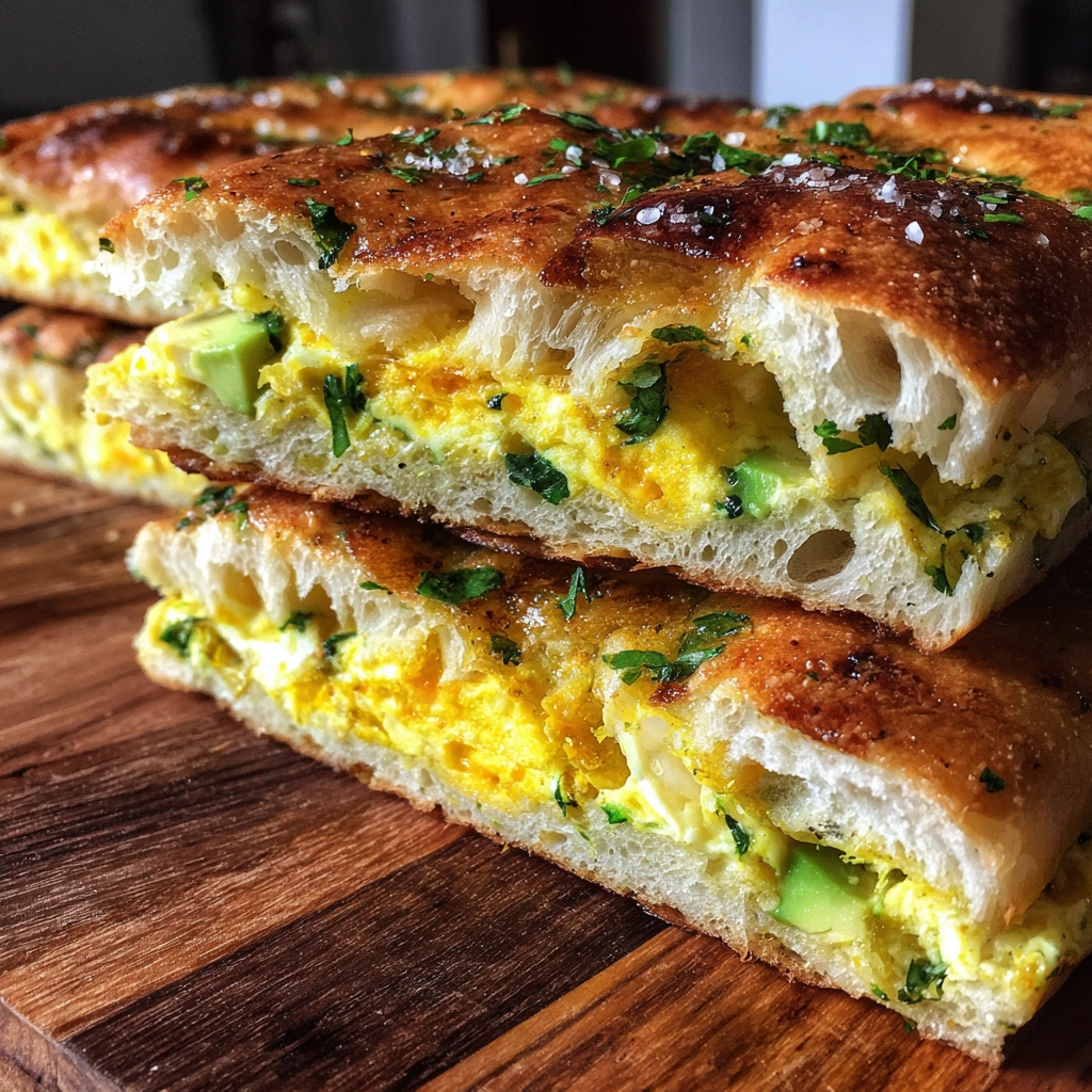 Sourdough Focaccia Breakfast Sandwiches with Herbed Egg