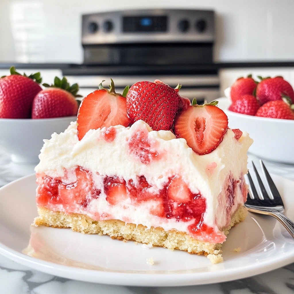 Strawberry Cheesecake Poke Cake