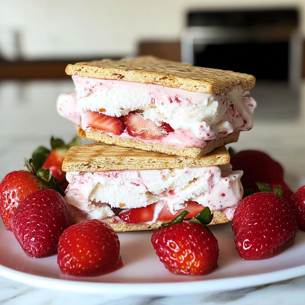 Strawberry Greek Yogurt Ice Cream Sandwiches