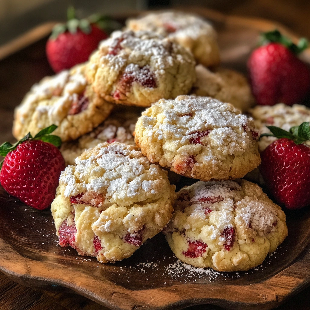 Strawberry Shortcake Crumble Cookies