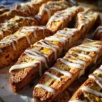Apricot Pistachio Biscotti with White Chocolate Dip