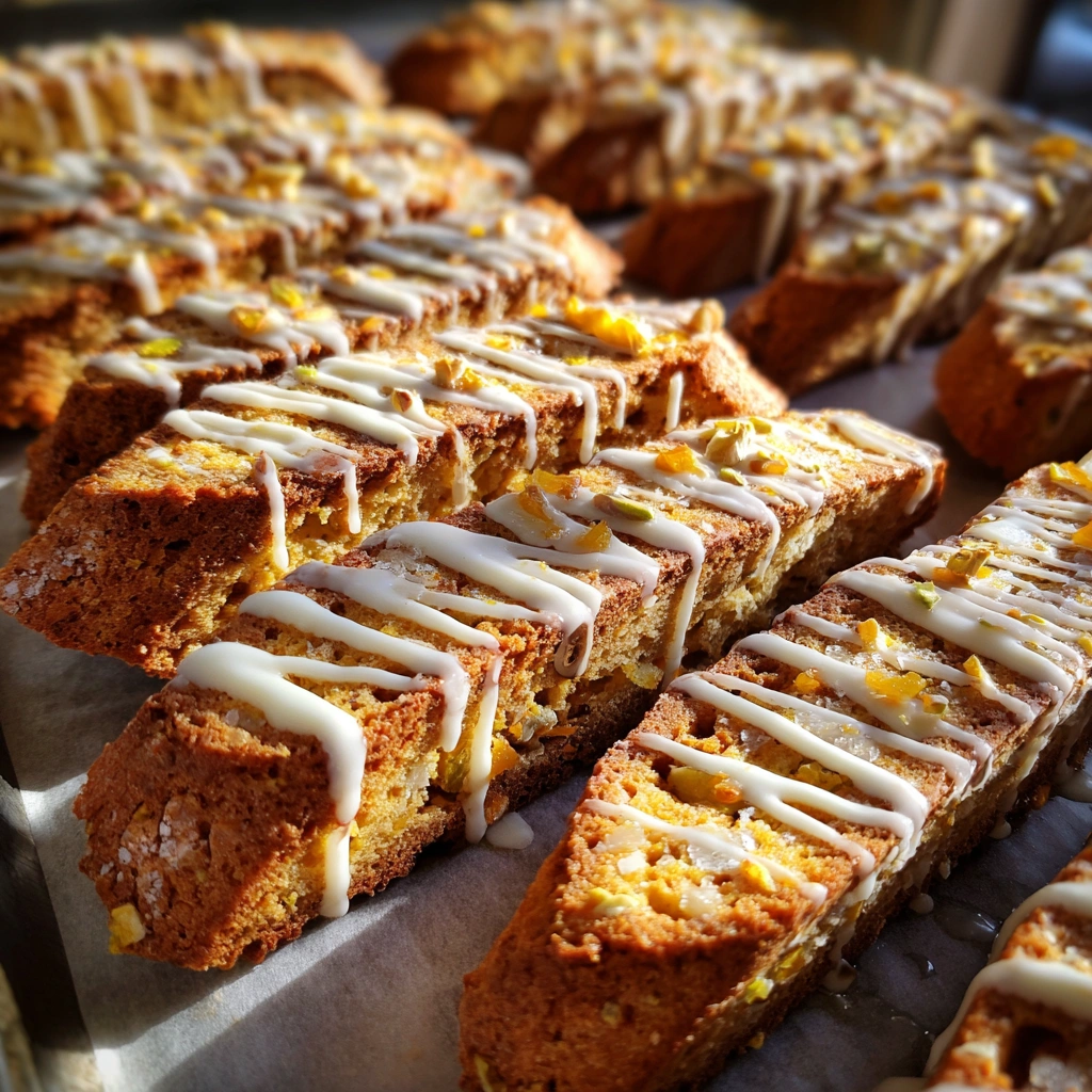 Apricot Pistachio Biscotti with White Chocolate Dip