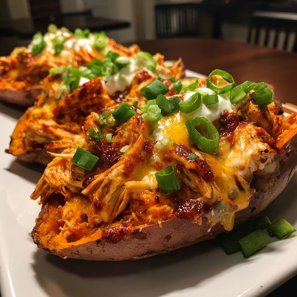 BBQ Chicken Stuffed Sweet Potatoes