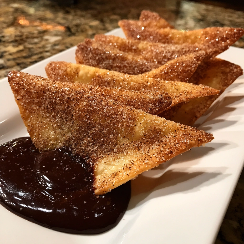 Baked Churro Chips with Chocolate Ganache Dip
