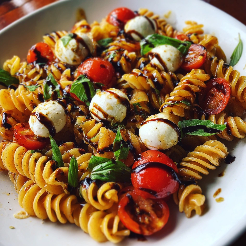 Balsamic Glazed Caprese Pasta Salad