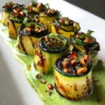 Charred Zucchini Roll-Ups with Pesto Cream