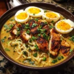 Chicken Ramen with Creamy Garlic Sauce