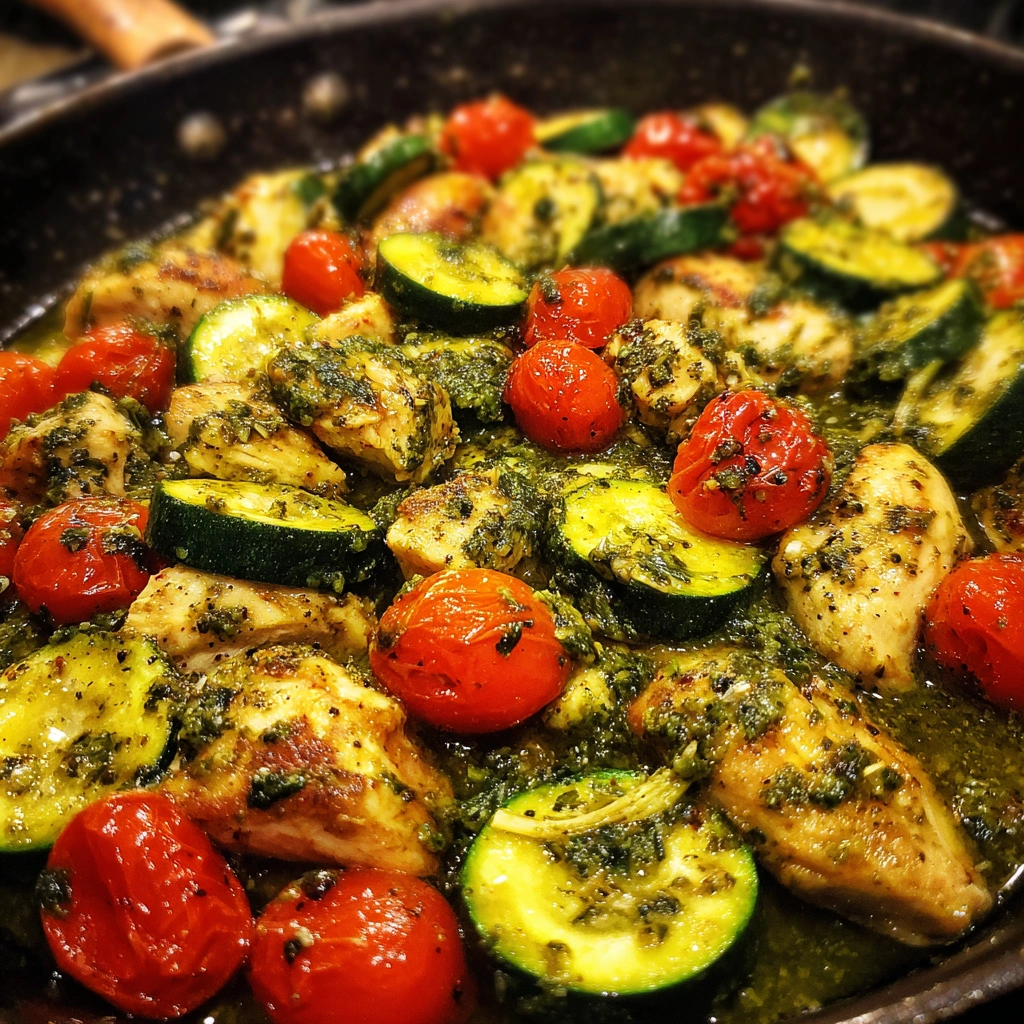 Chicken Zucchini Pesto Skillet Dinner
