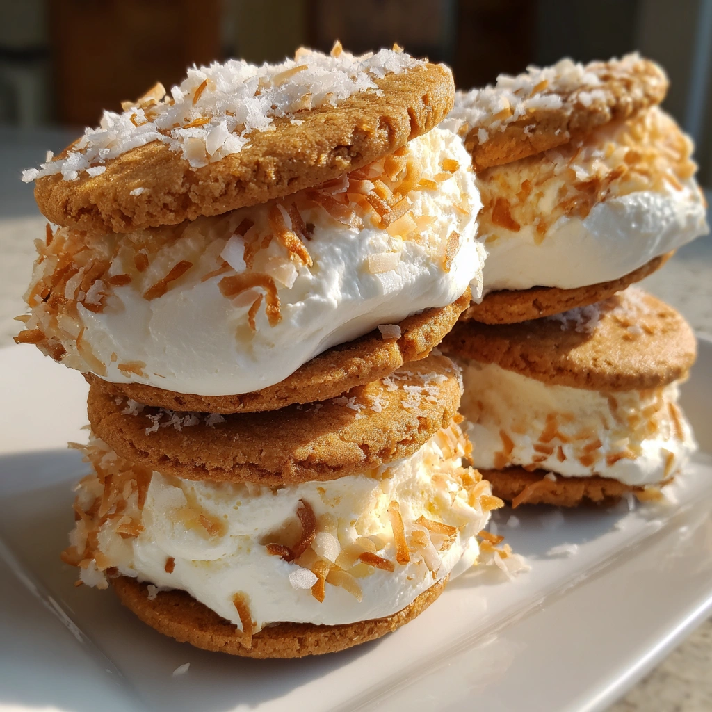 Coconut Cream Pie Ice Cream Sandwiches