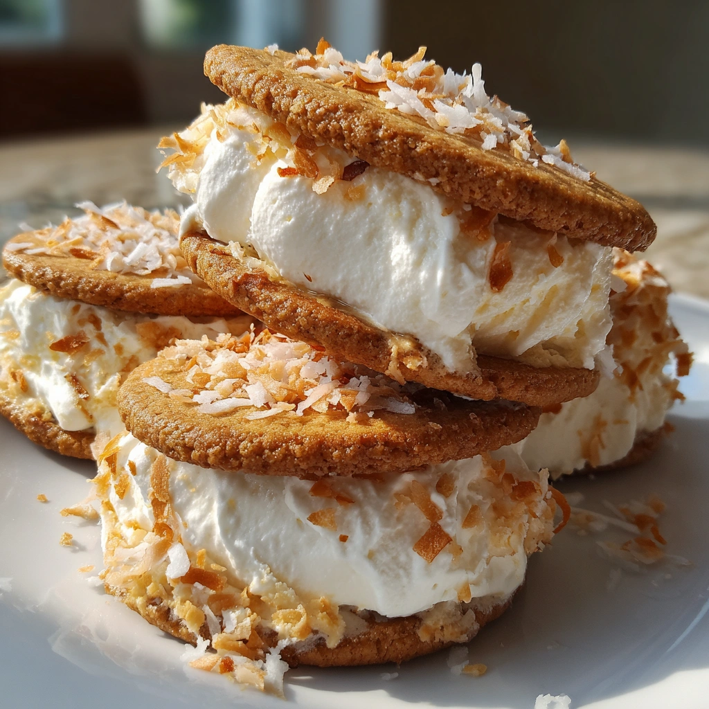 Coconut Cream Pie Ice Cream Sandwiches