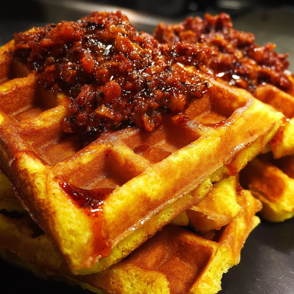 Cornbread Waffles with Chili