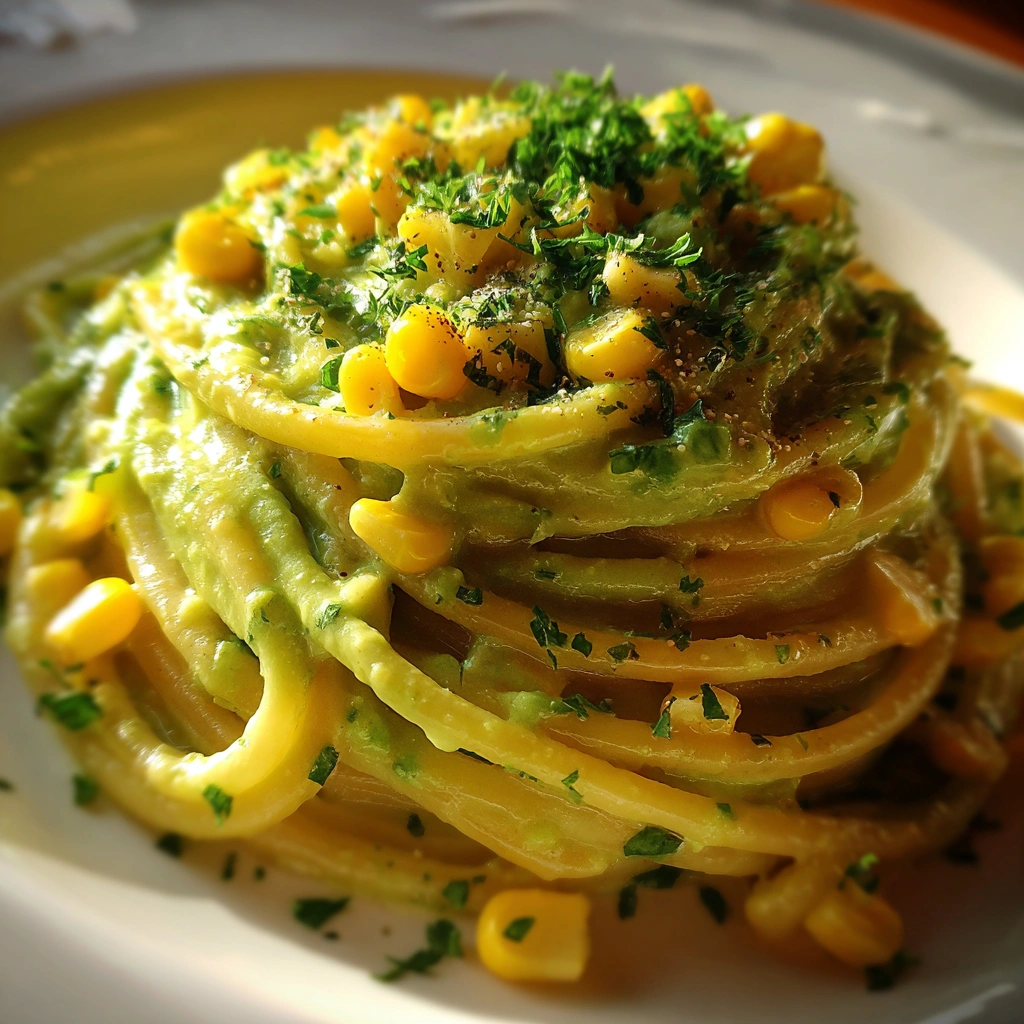 Creamy Avocado Pasta with Corn & Lime