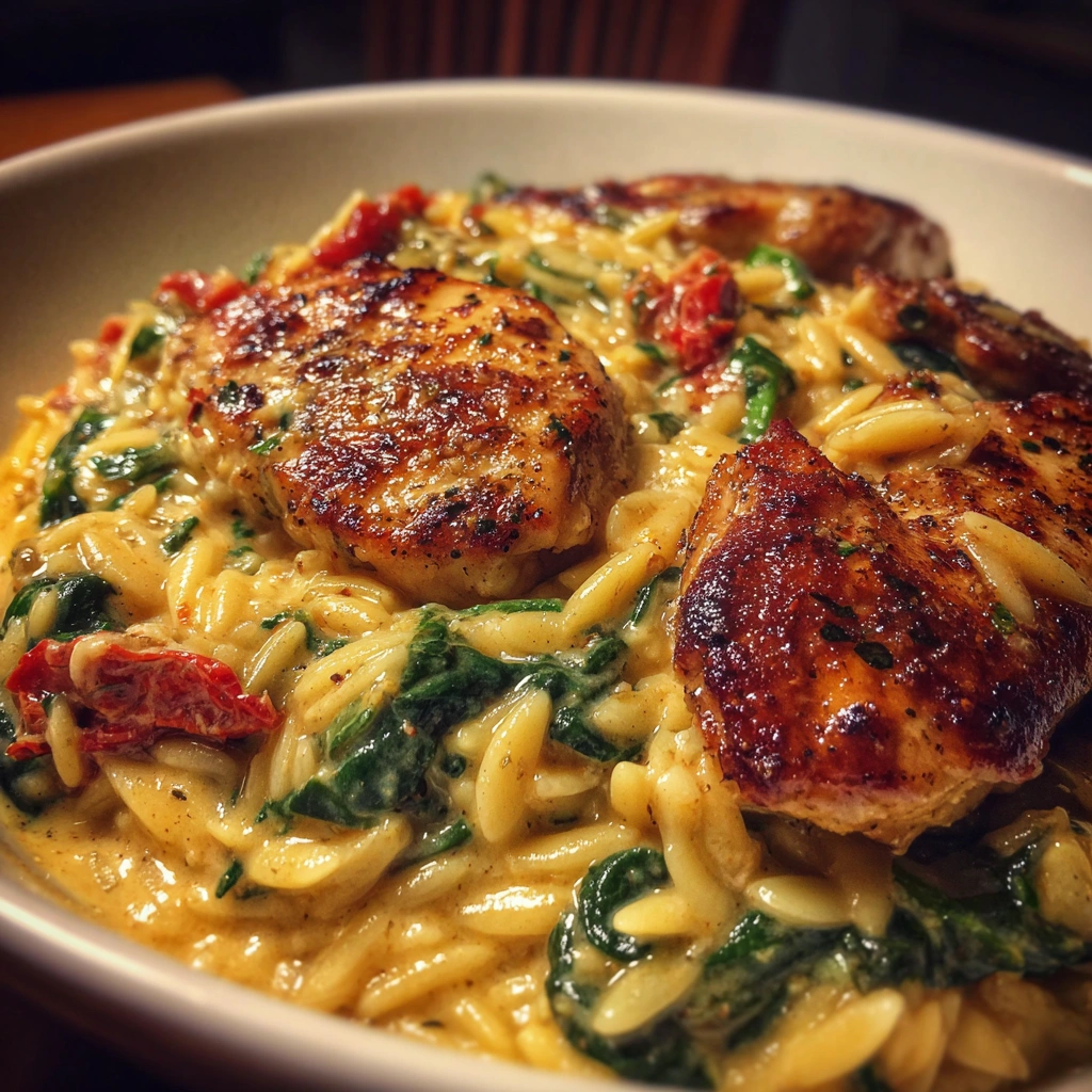 Creamy Tuscan Chicken Orzo