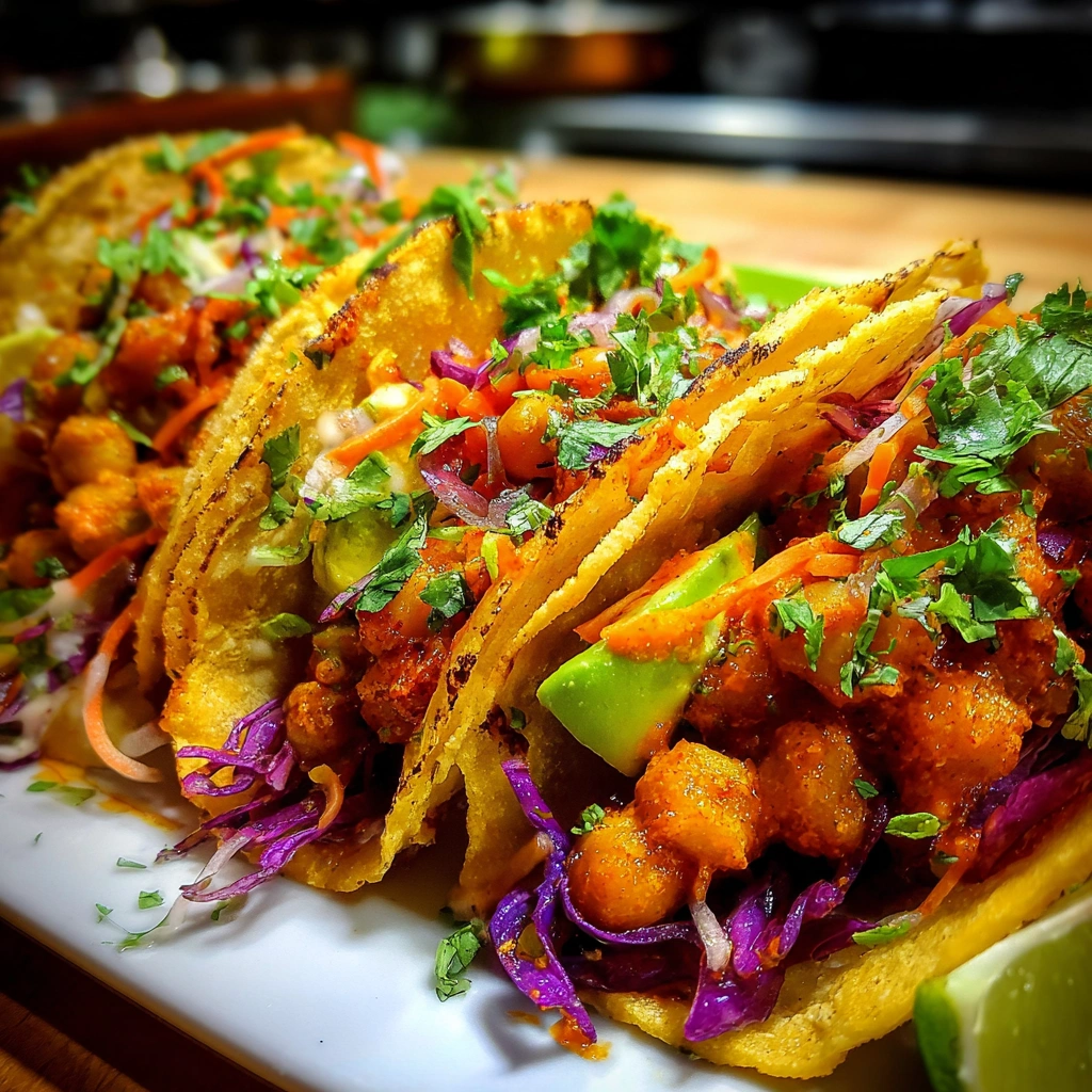 Crispy Buffalo Chickpea Tacos