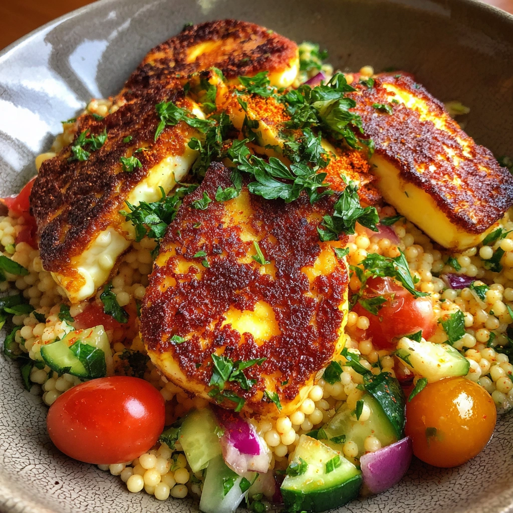 Crispy Halloumi Couscous Bowl