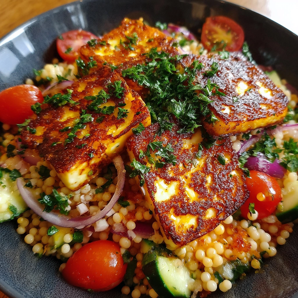 Crispy Halloumi Couscous Bowl