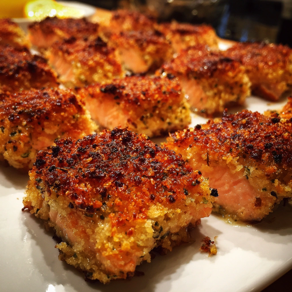 Crispy Parmesan Crusted Salmon Bites