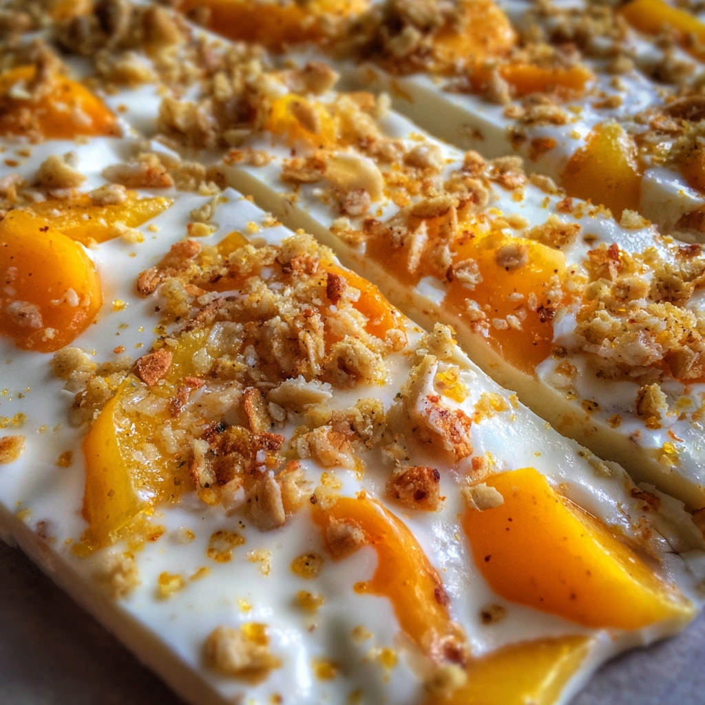 Frozen Peach Yogurt Bark