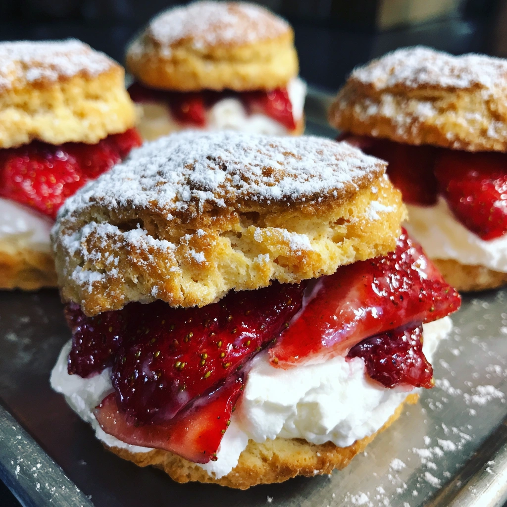 Frozen Strawberry Shortcake Sandwiches
