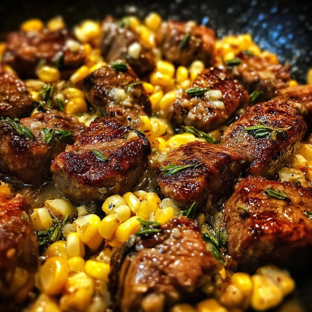 Garlic Butter Steak and Corn Skillet