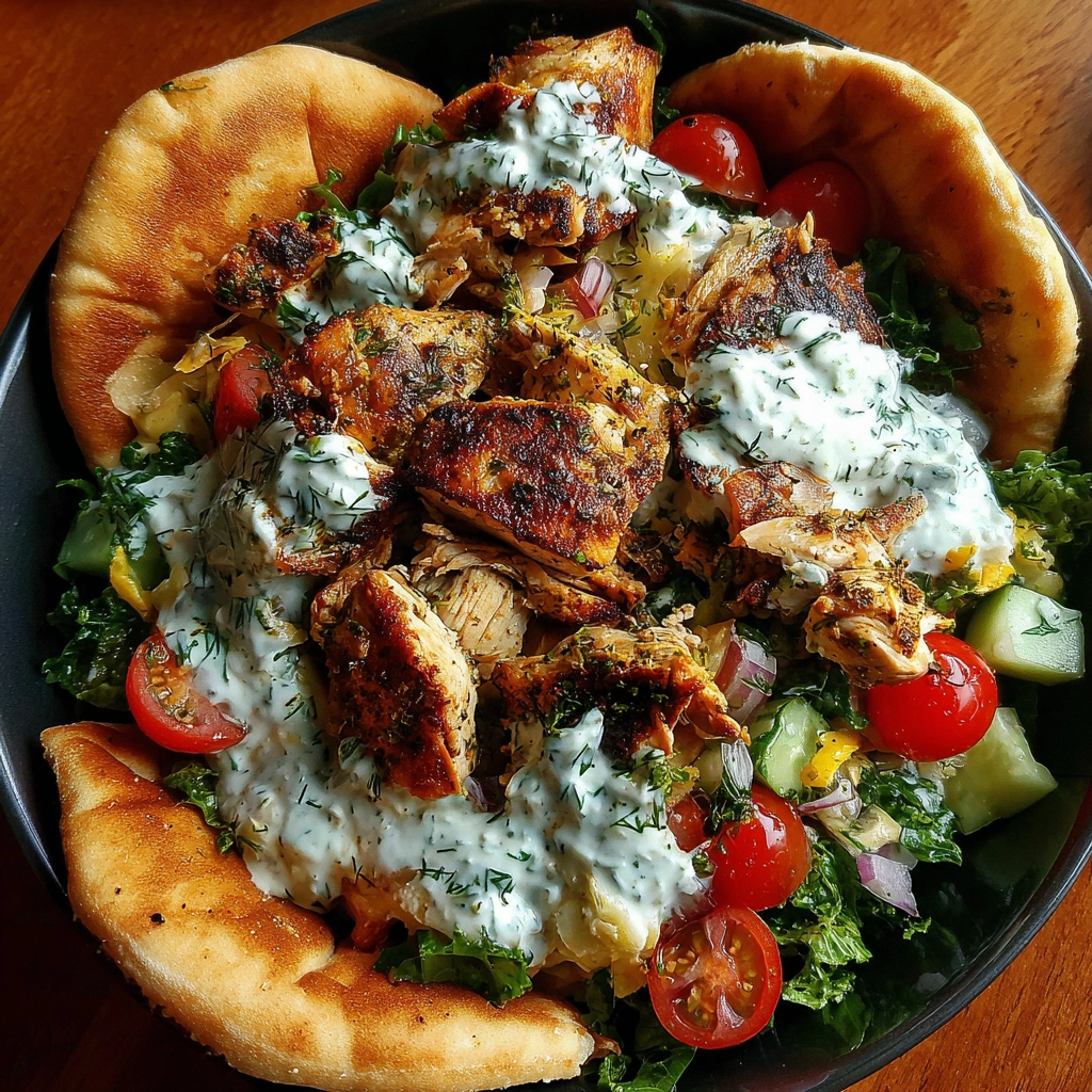 Greek Chicken Pita Bowls with Tzatziki