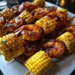 Grilled BBQ Shrimp and Corn Skewers