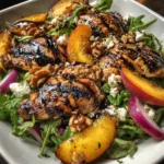 Grilled Chicken Peach Salad with Honey Balsamic Dressing