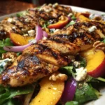 Grilled Chicken Peach Salad with Honey Balsamic Dressing