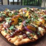 Grilled Peach BBQ Chicken Flatbreads