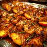 Grilled Peach BBQ Chicken Skewers