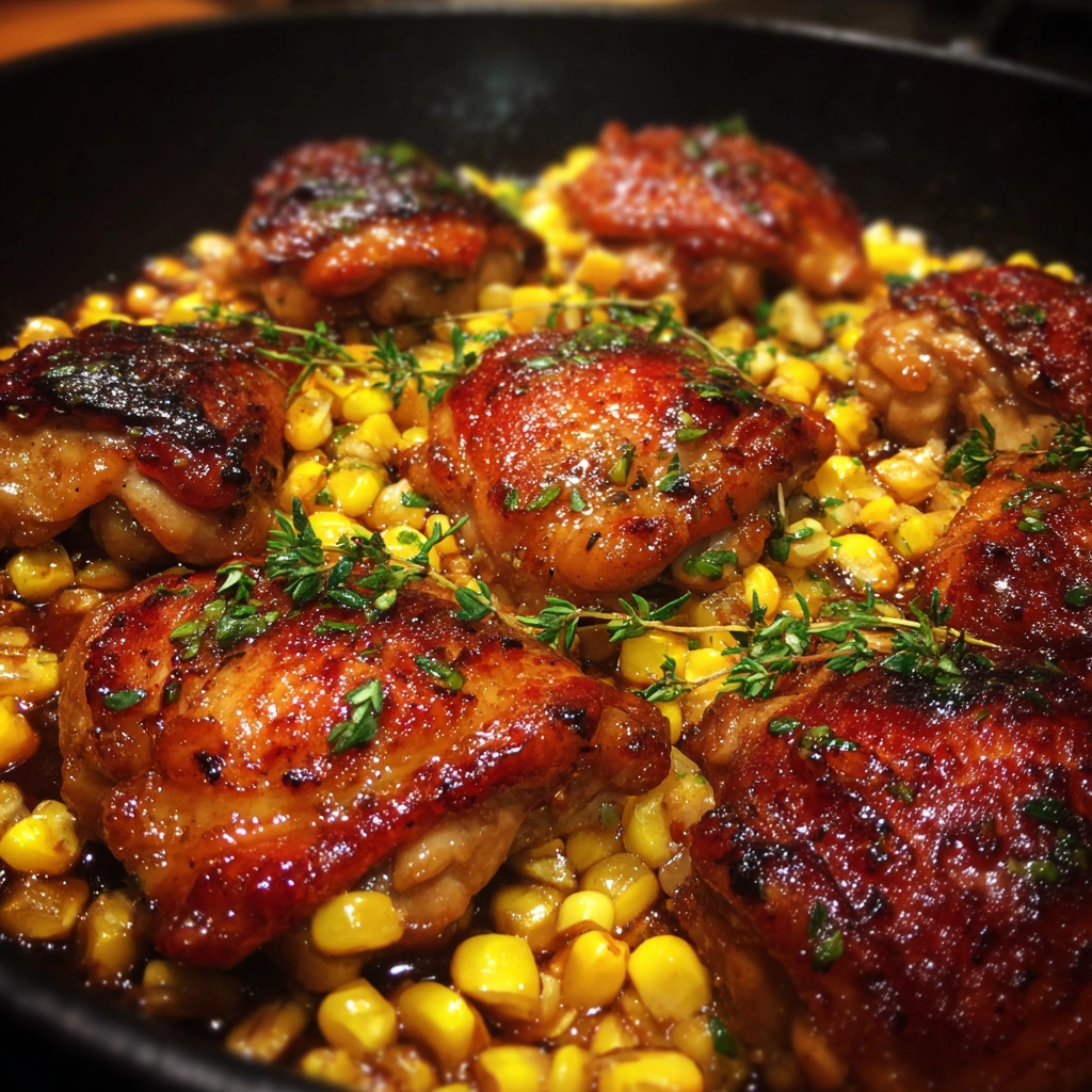 Maple Balsamic Chicken and Corn Skillet