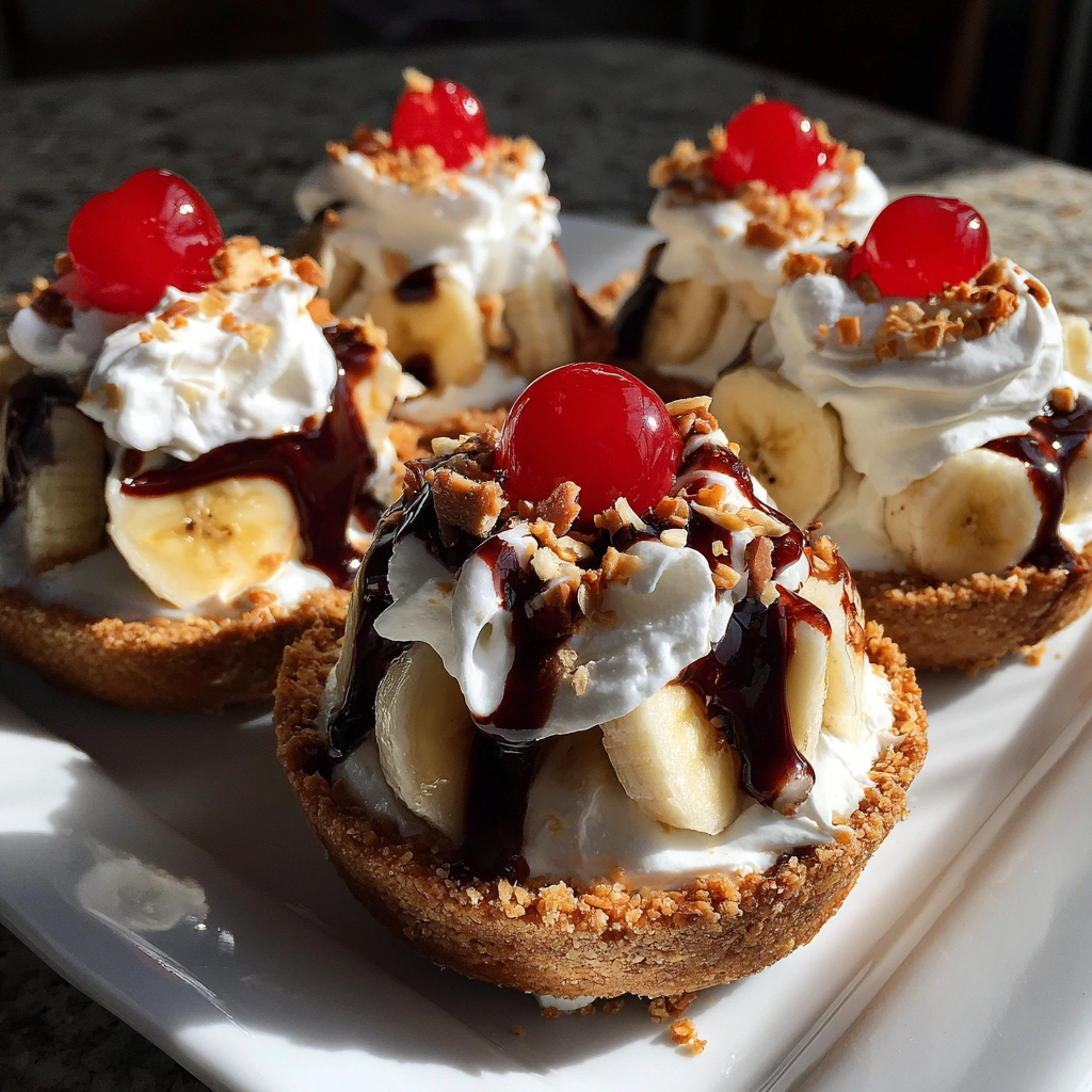 Mini Banana Split Ice Cream Pies