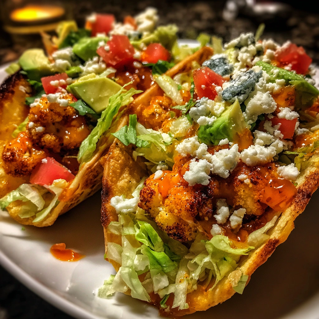 Mini Buffalo Cauliflower Taco Boats