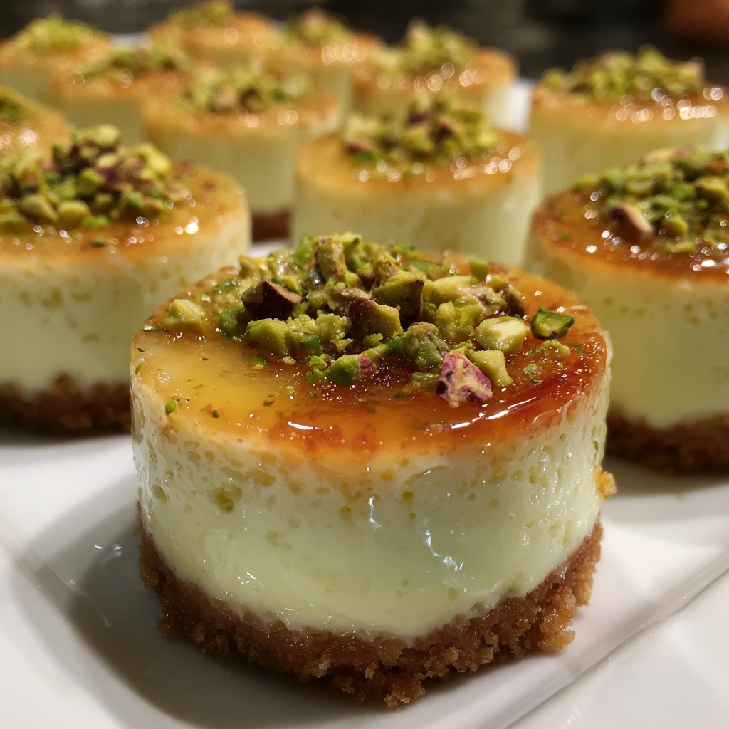Mini Pistachio Rose Cheesecakes