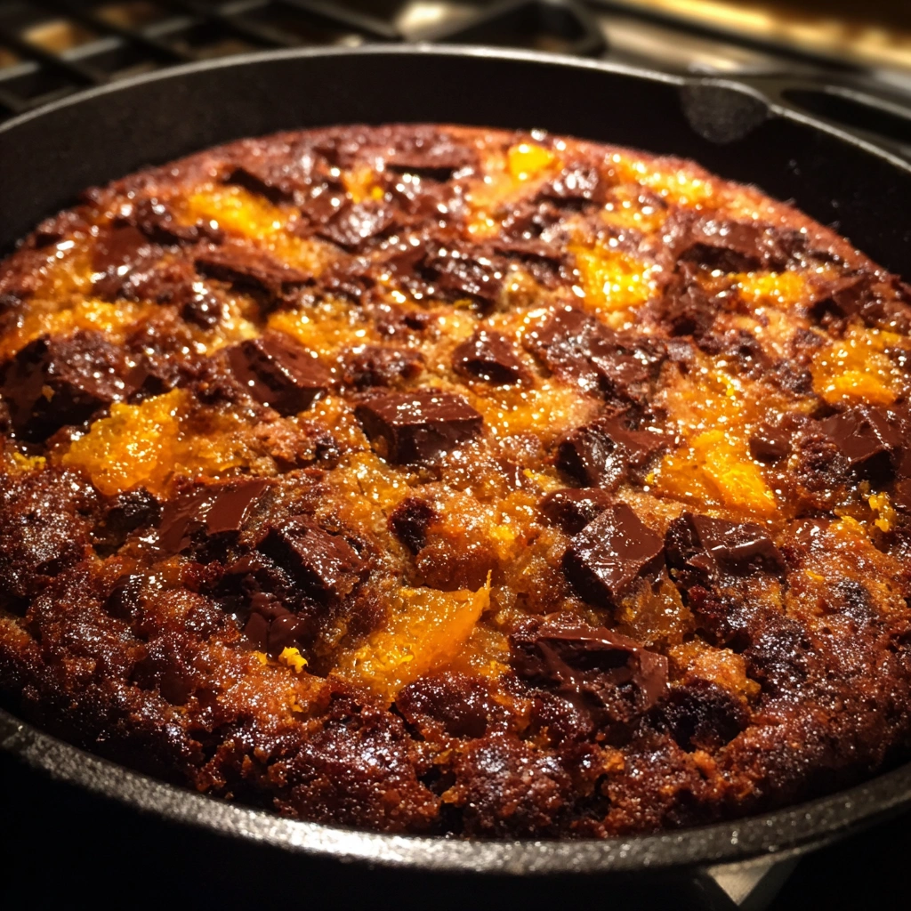 Molten Chocolate Orange Skillet Cookie