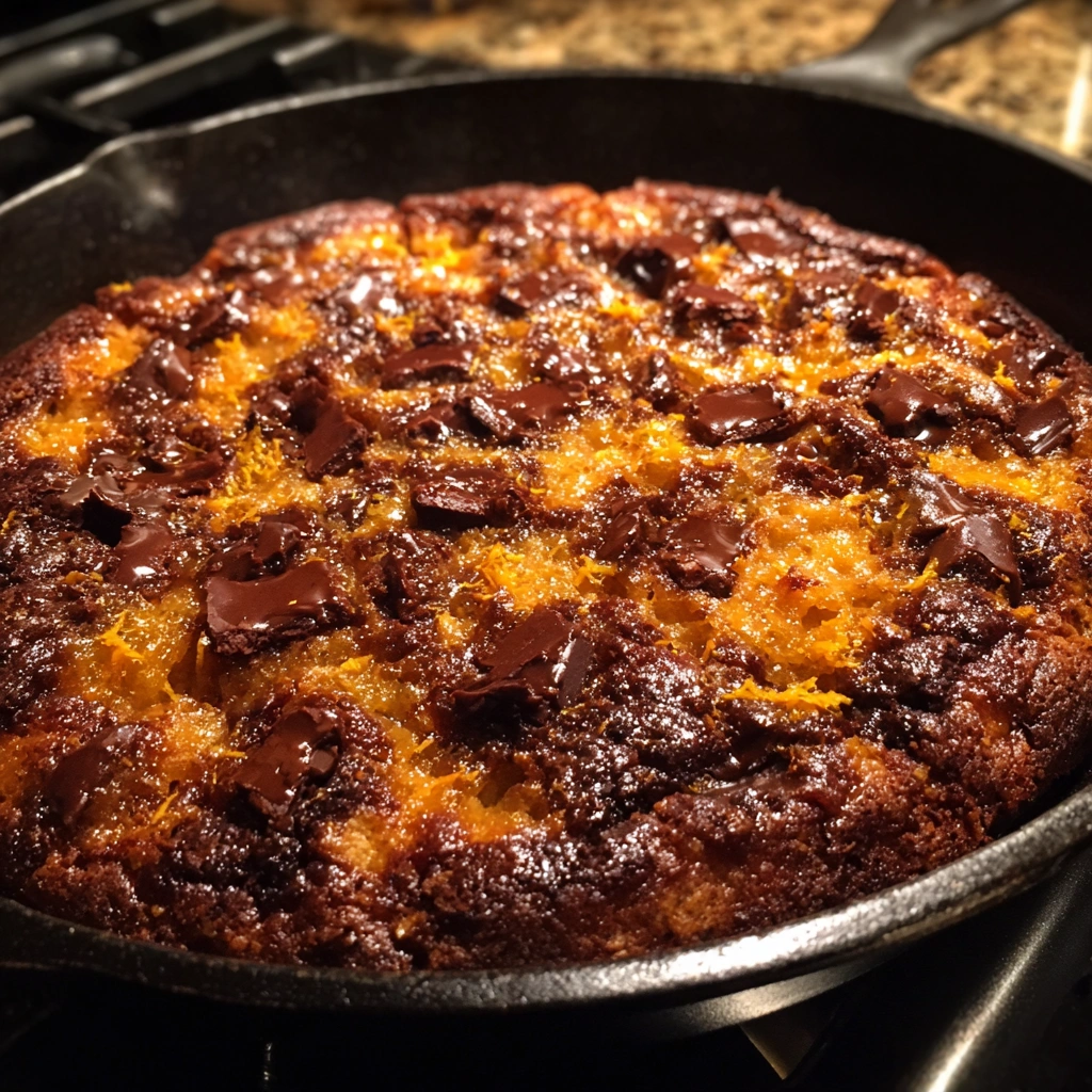 Molten Chocolate Orange Skillet Cookie